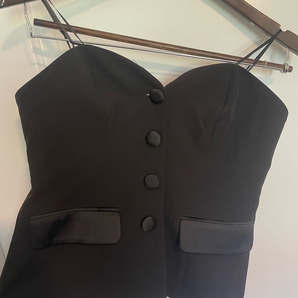 Sincerely Jules Black Strapless Dress with Buttons